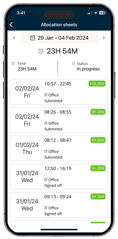 Hudson 4Site App Timesheets